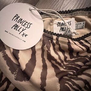 Princess Polly NWT Vincent Mini Skirt Beige